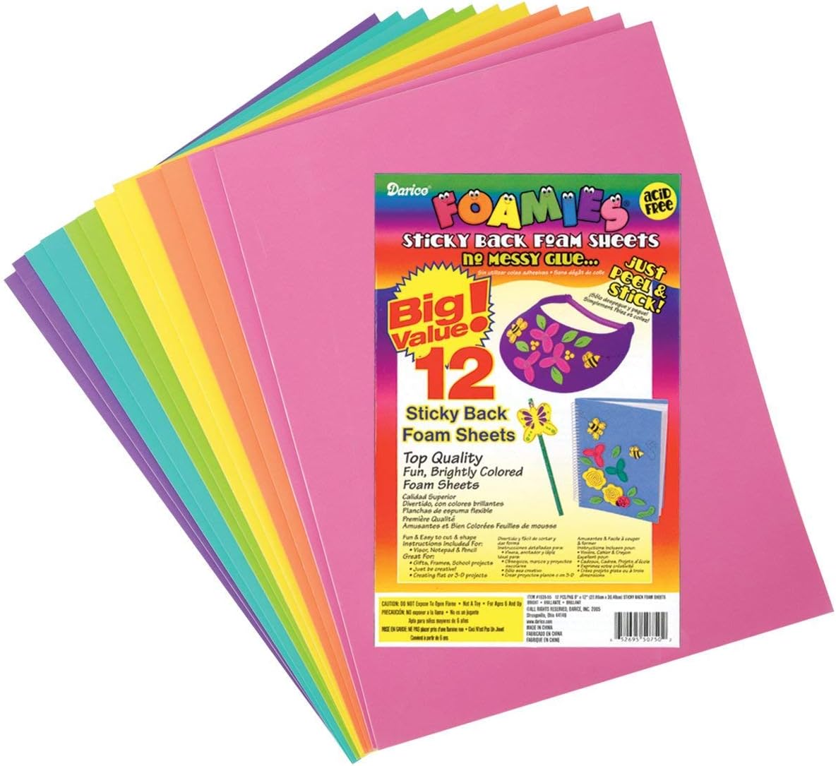 Darice Foamies Adhesive Back Foam Sheets Multipack Assorted Bright