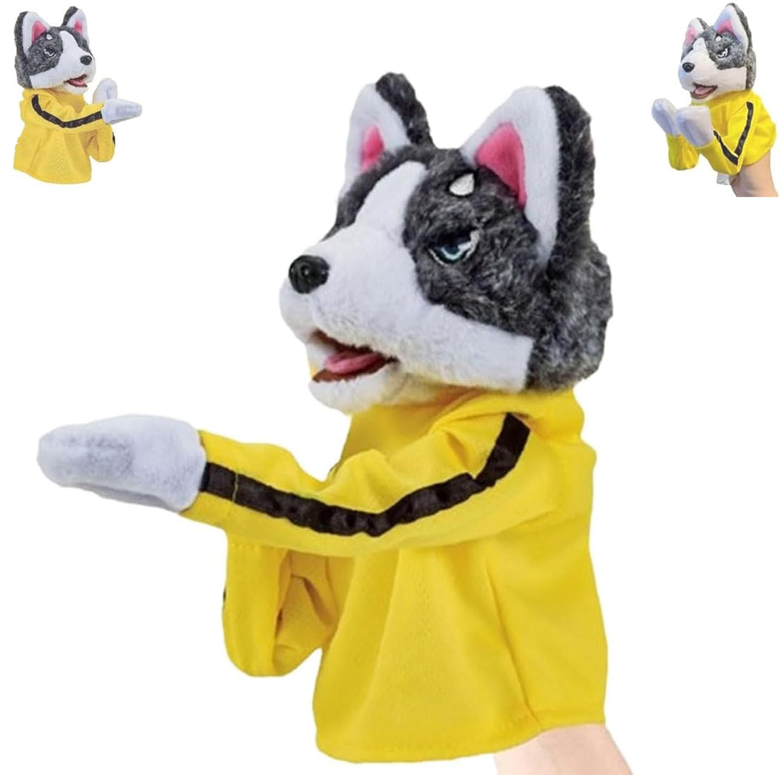 Kung Fu Animal Toy Husky Gloves Doll, Children's Game Plush Toys, 2024 New Oundable Boxing Dog Hand Puppet Toy with Sounds and Boxing Action, Boxing Husky Interactive Tricky Toy Gift for Kids