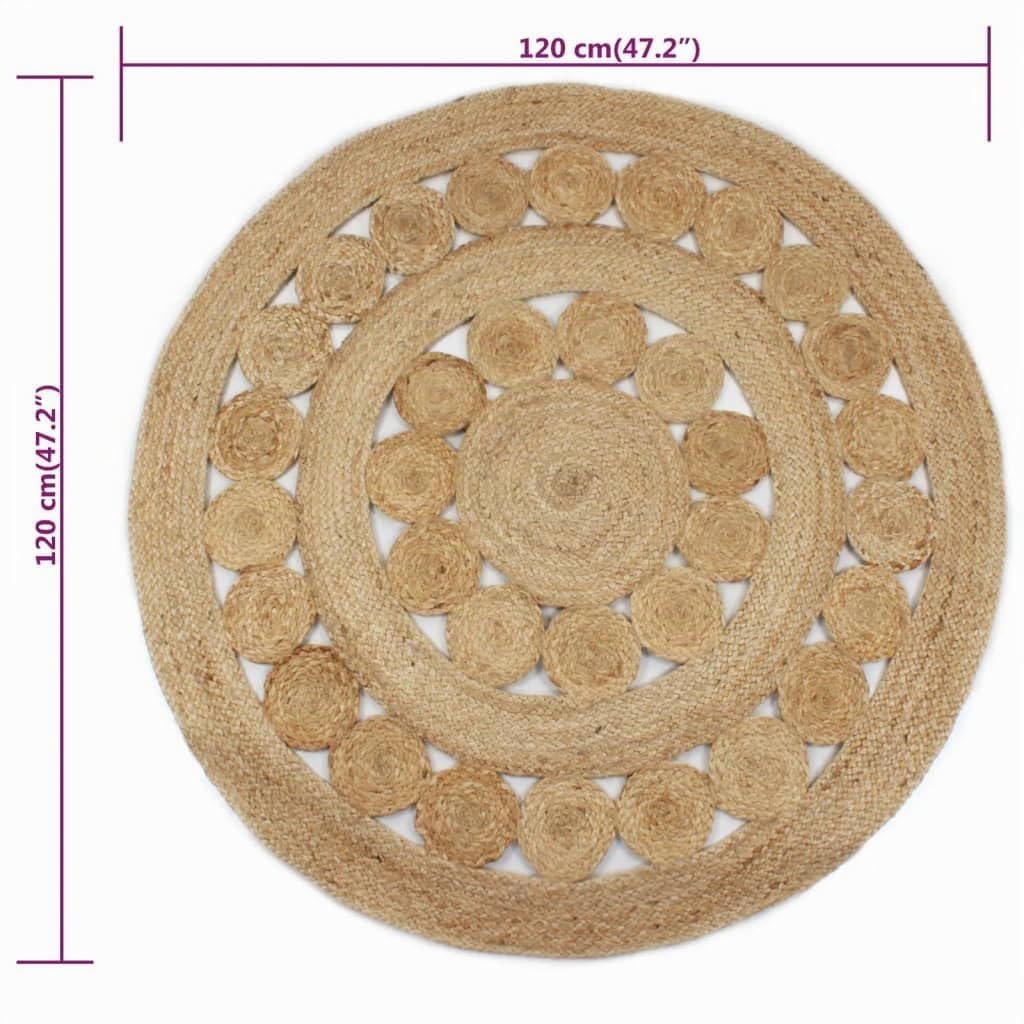 vidaXL Alfombra Redonda con diseño Yute Trenzado 120 cm