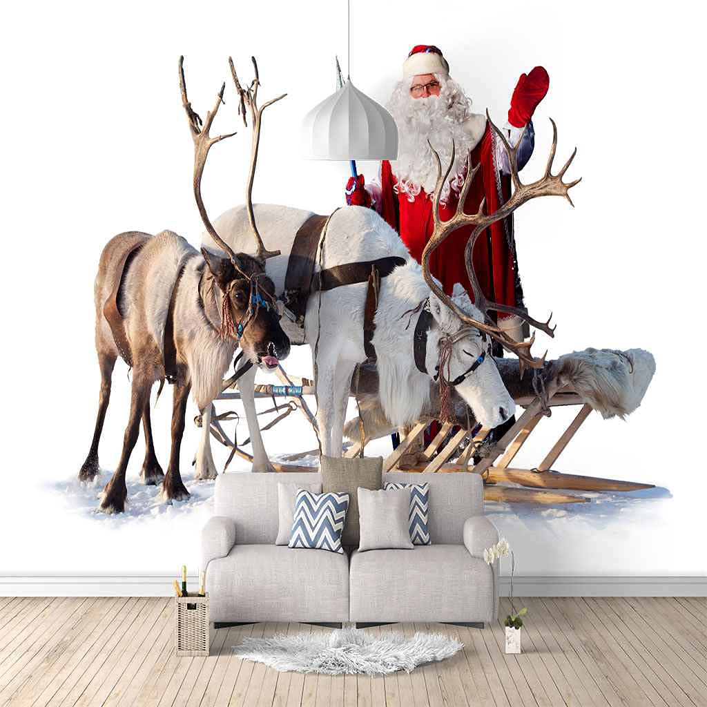Toile géante auto-adhésive 250x175 cm décor élan de Noël grand format