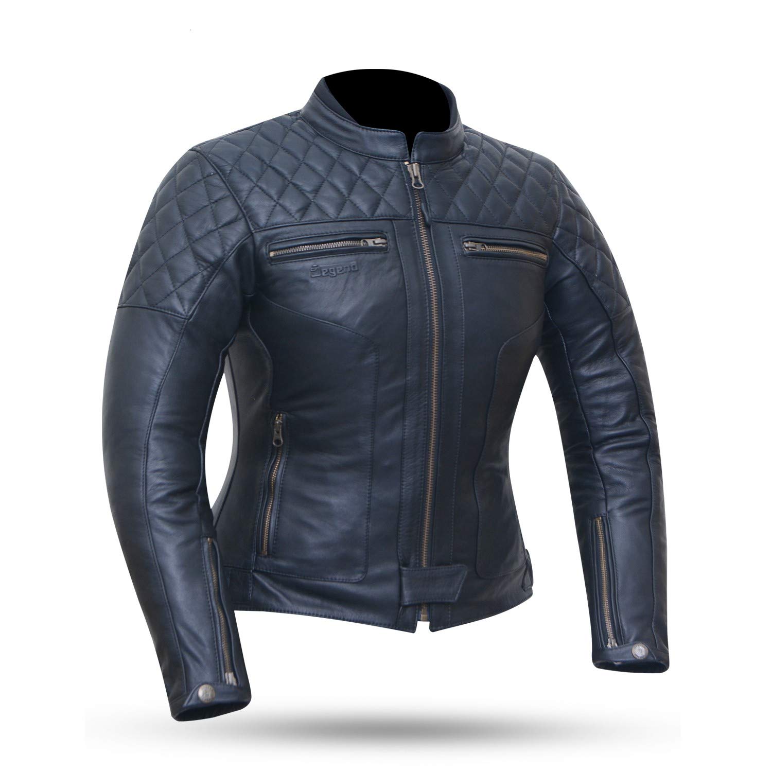 Classic Lady | Damen-Motorradjacke aus Leder mit herausnehmbarer Fleeceweste und herausnehmbaren Protektoren | Geprüft (EN 17092), 100% schwarzes Leder
