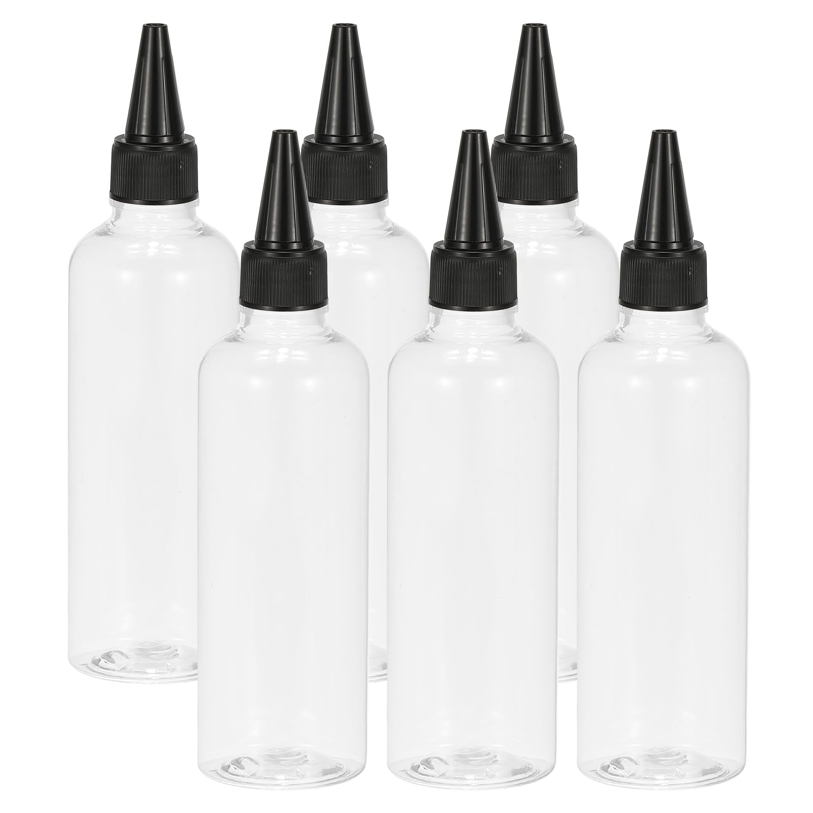 PATIKIL Plastic Applicator Bottle, 6 Pcs 3.4oz(100ml) Leak Proof Refillable Empty Dispenser Container Squeeze Bottle with Twist Top Cap for Hair Ink