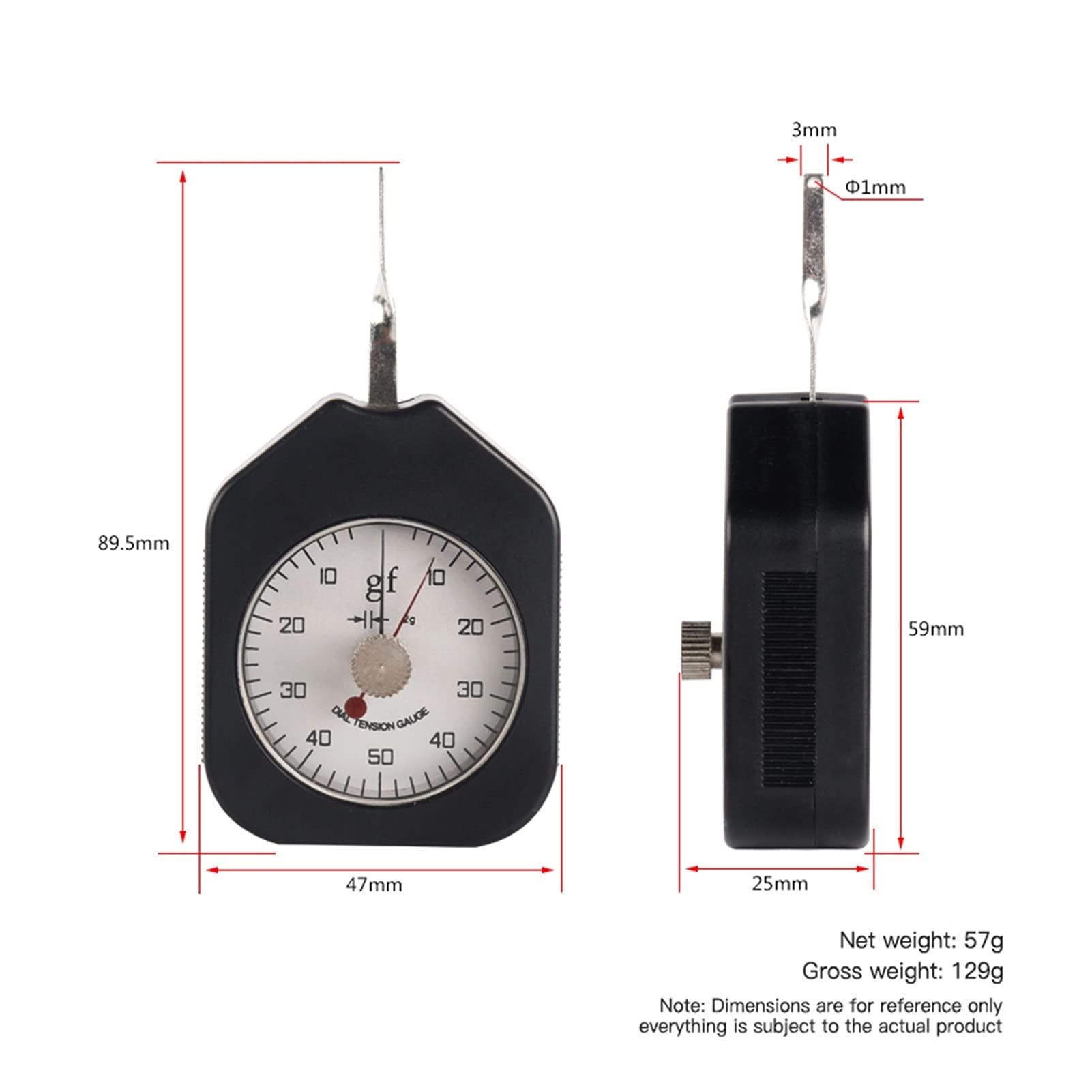 Amazon.co.jp:  トリガープルゲージシングルポインターダイヤルテンションゲージメーターテスター表形式ダイナモメーターラテラルアナログ張力計ベルトテンションゲージ（色：100g）（50g）  : 産業・研究開発用品