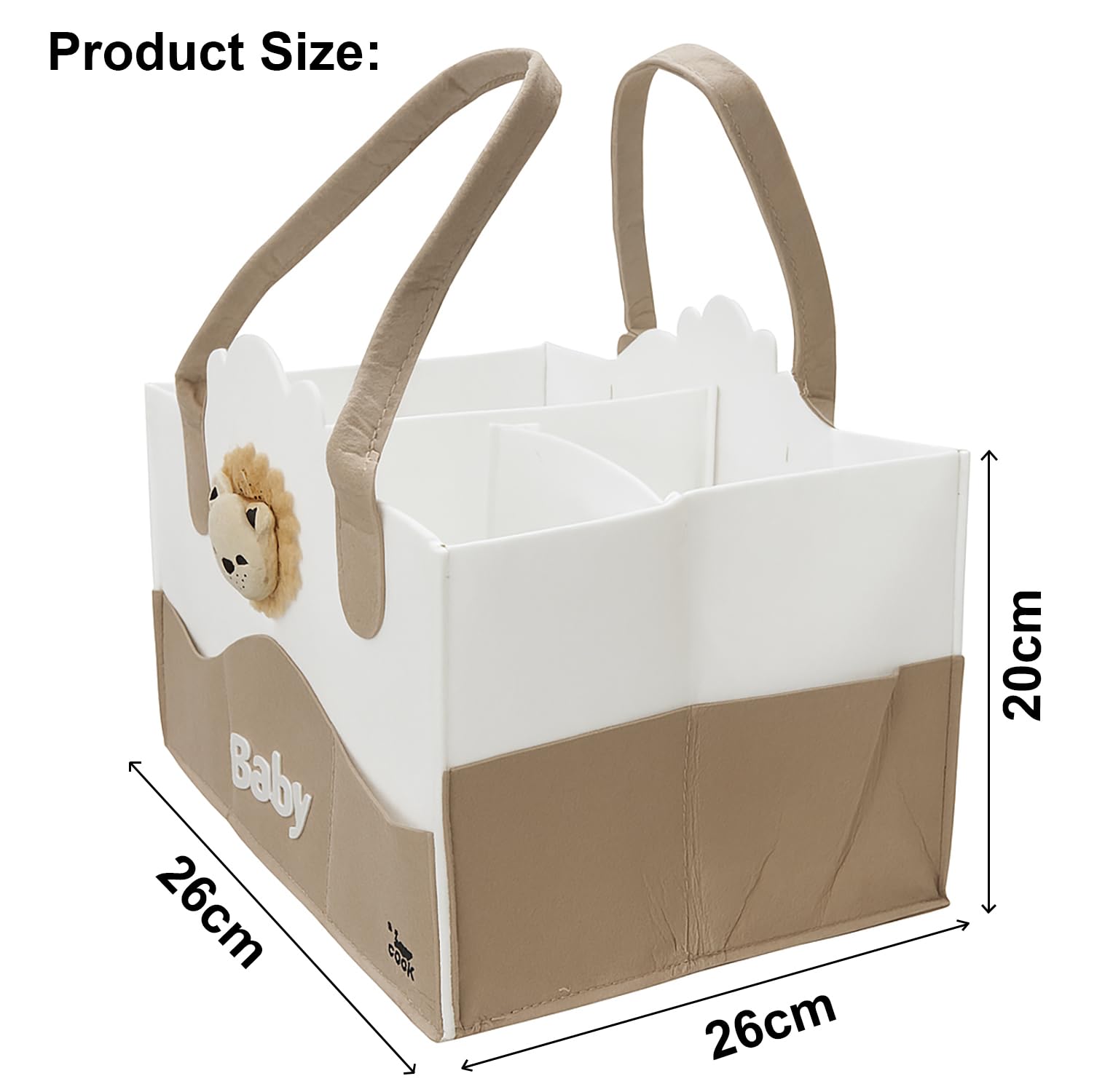 House of Quirk Baby Diaper Caddy Organizer | Portable Nursery Storage Basket for Diapers & Wipes | Baby Shower Gift & Car Organizer for Newborn Essentials – Bear White - Image 3 thumbnail