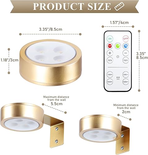 Miniatura 12 de Paquete de 2 luces de imagen a pilas con control remoto, luces de pintura LED, luz regulable y temporizador, luz de exhibición de arte para marcos