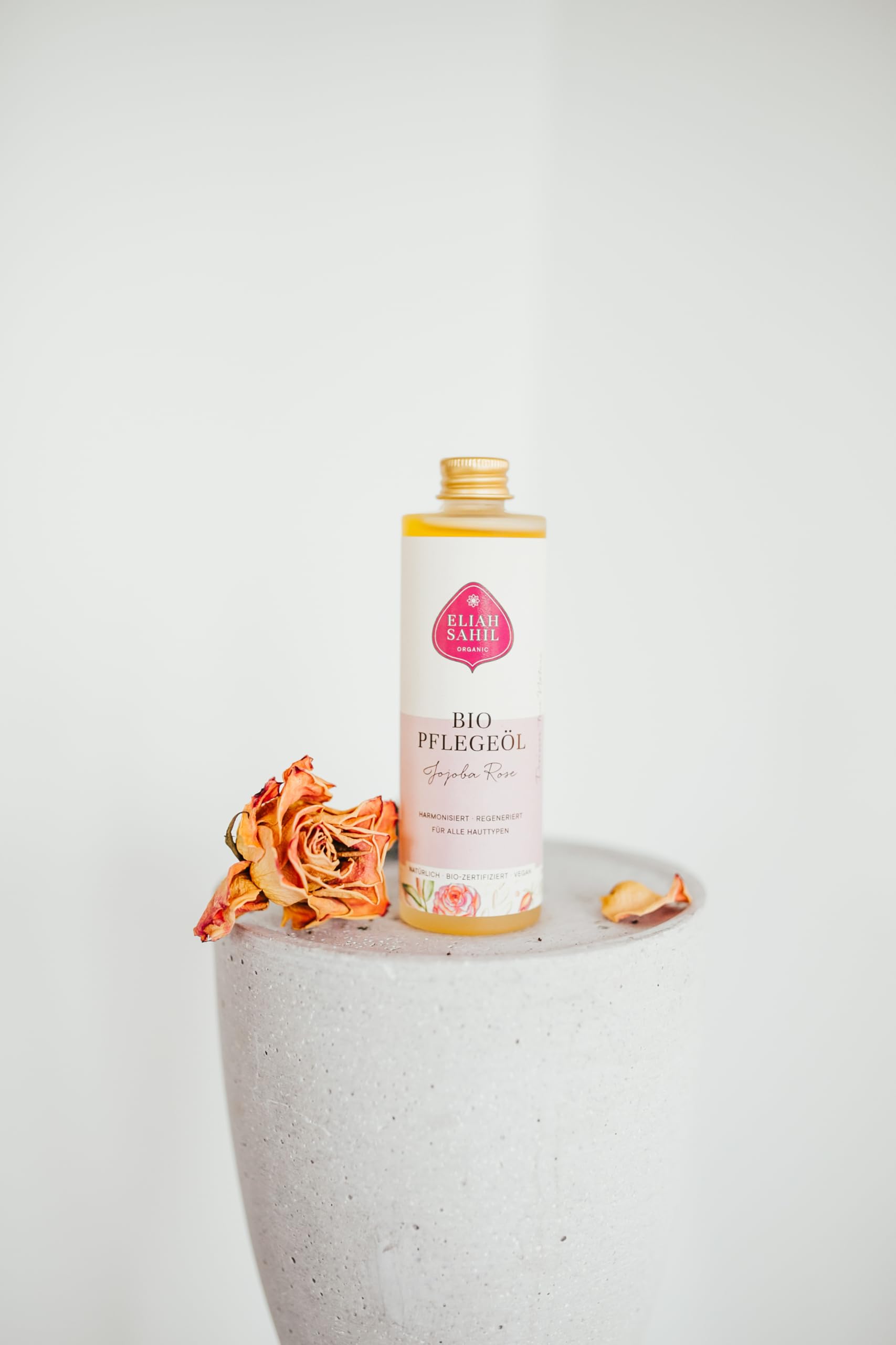 ELIAH SAHIL Olio biologico per corpo e capelli Jojoba & Rose 100 ml | 100% olio di jojoba spremuto a freddo e olio di rosa, capelli setosi e pelle morbida, certificato vegano e biologico, bottiglia di