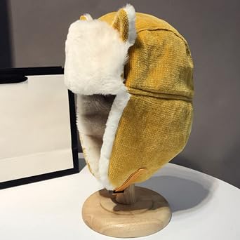 Womens Winter Hats with Lovely Cat Ear Fashion Trooper Aviator Earflap Cap Outdoor Ski Hat Ushanka Buckle Closure