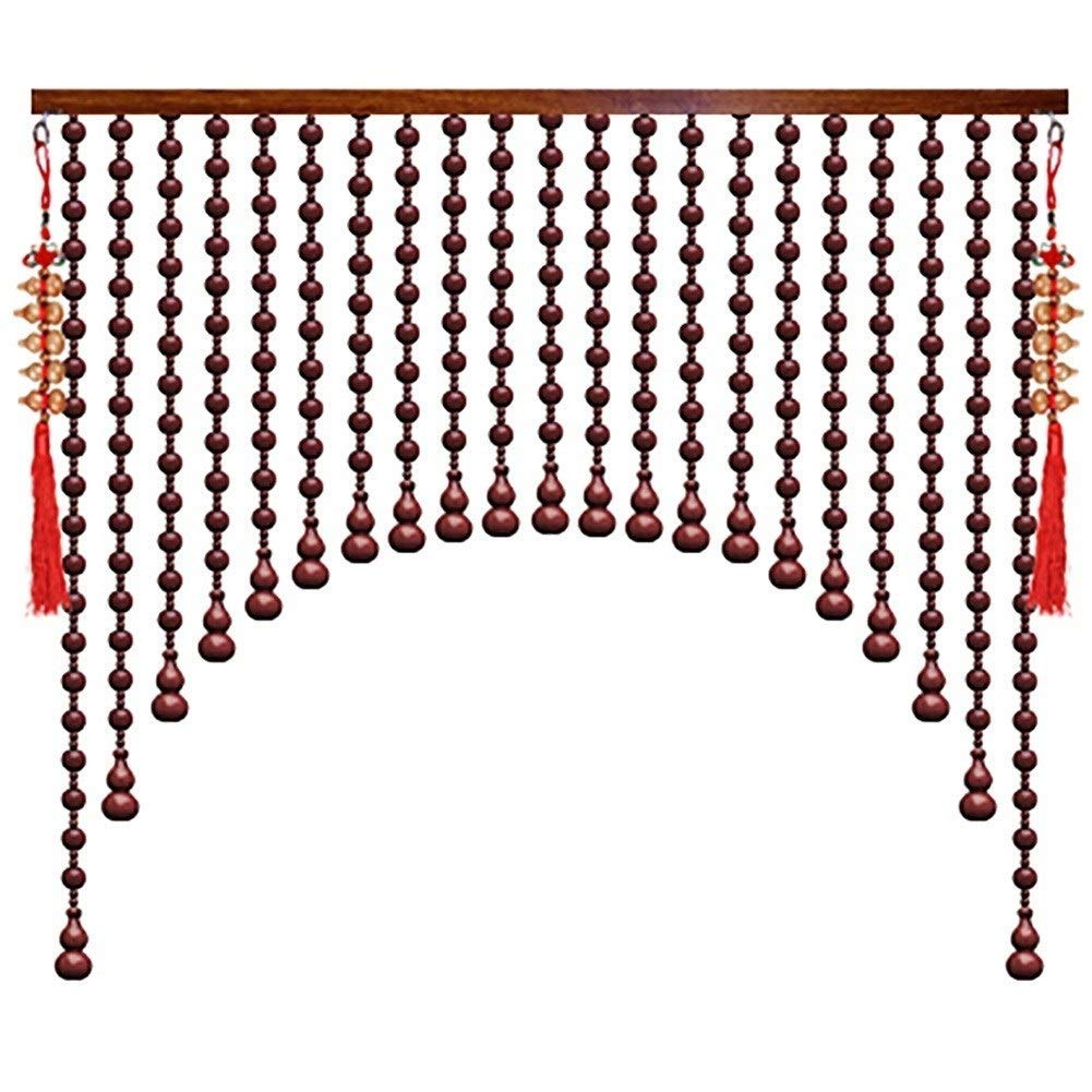 Rideau perlé en bois à 25 brins NMDCDH pour séparation de porte rustique 90x80cm