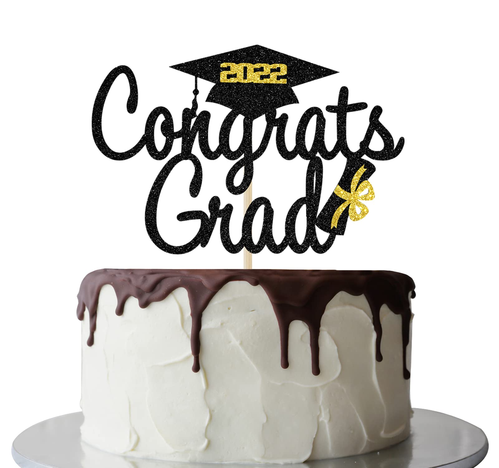 bpa Mis Quince Congrats Grad Cake Topper for 2022 Graduation Party (Black)
