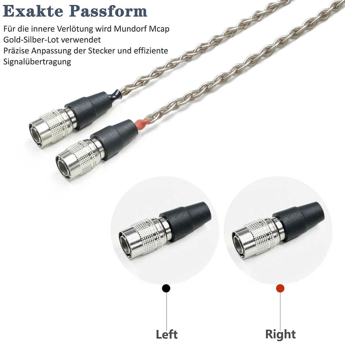 GUCraftsman Upgrade-Kabel aus 6N Einkristall-Silber für Dan Clark Aeon 2, AEON 2 Noire, AEON RT, STEALTH, EXPANSE, E3, NOIRE X, Aeon 2 Closed, ETHER C Flow, ETHER 2 Kopfhörer (4,4 mm Stecker)