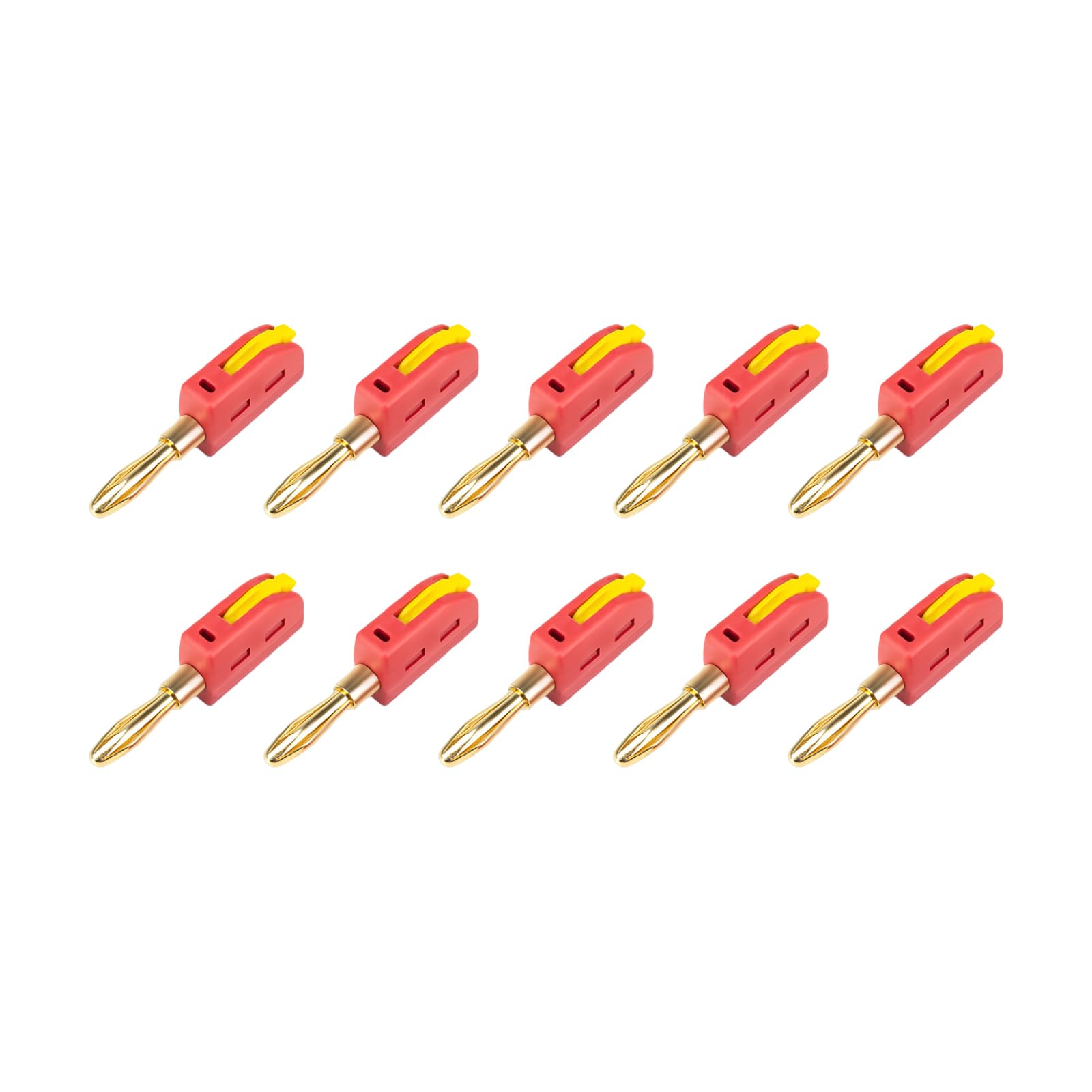 Xuqizzpp Red Of 10 Easy Installing 4Mm Banana Plugs 4Mm Plug 32A High Current Connectors Without Soldering Require Solderless Plug