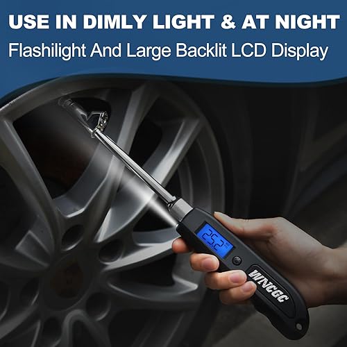 Miniatura 4 de Paquete de 2 medidores digitales de presión de neumáticos, 230 PSI, 4 modelos, resistente de doble cabezal de acero inoxidable, medidor de presión