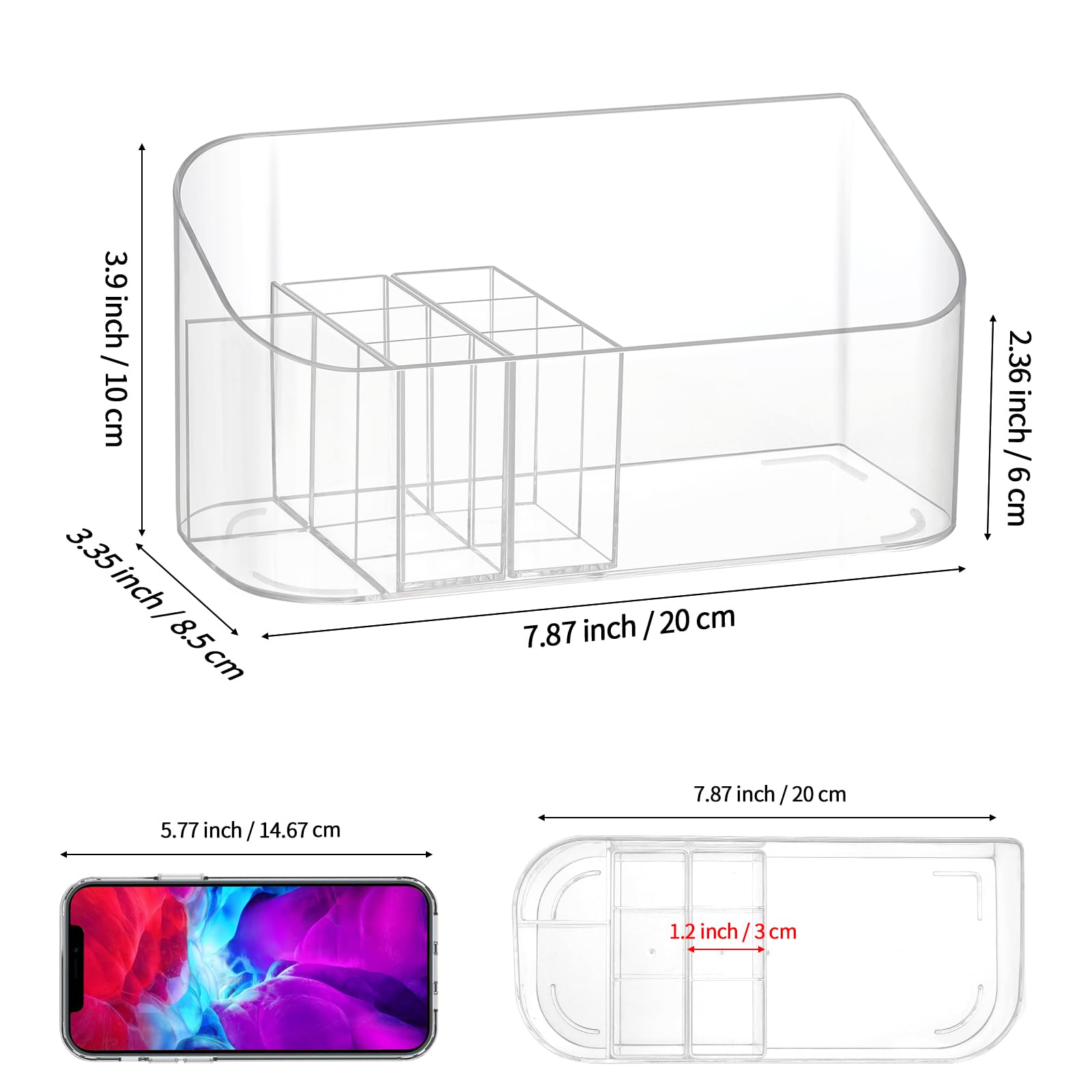 Bandeja de maquillaje transparente, organizador de cosméticos, pequeño organizador de maquillaje para tocador, baño, encimera, mesa, escritorio, cajones de tocador (transparente)