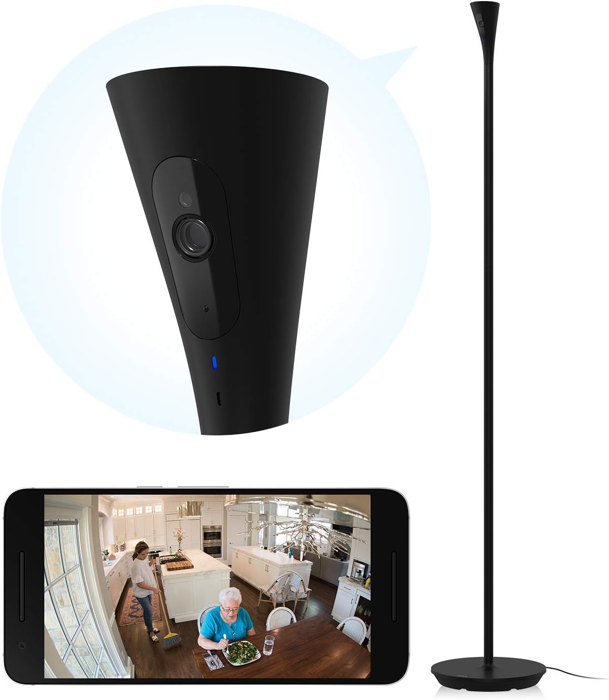 Panasonic HomeHawk FLOOR Home Monitoring HD Camera for Senior Care, Motion Detection Night Light, 2-way Talk, 24/7 Live View + Secure Recording, Alexa Compatible - KX-HNC850 (Black Satin)