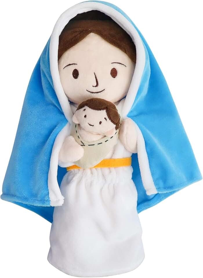 Yelakey Jesus Plush Doll Guardian Mary Stuffed Baptism plushie Savior Toy for Church Sunday School Religious Easter