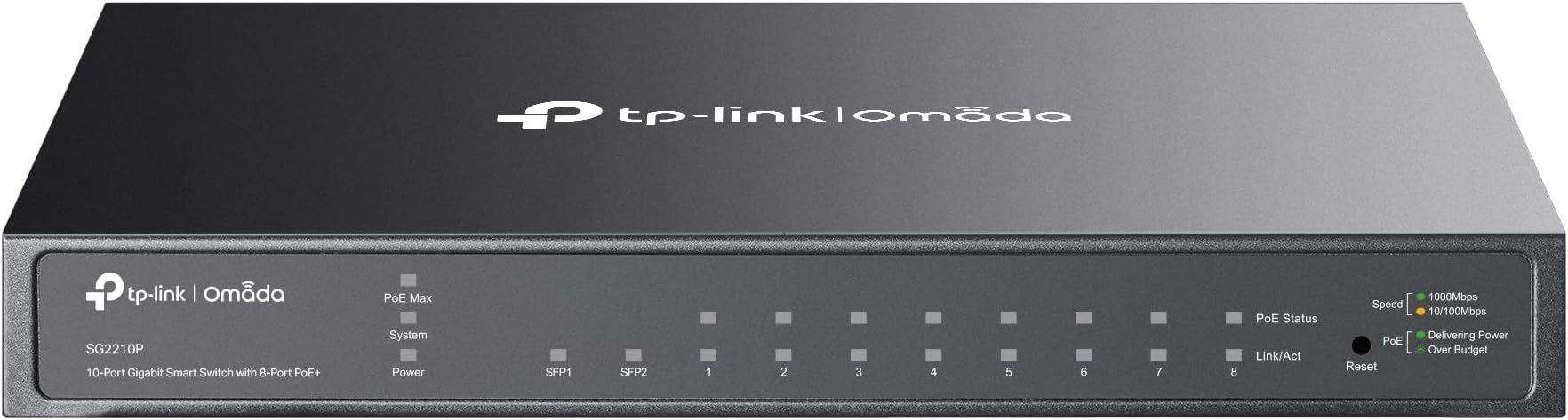 TP-Link TL-SG2210P V3, Jetstream 8 Port Gigabit Smart Managed PoE Switch, 8 PoE+ Ports @61W, 2 SFP Slots, Omada SDN Integrated, PoE Recovery, IPv6, Static Routing, Limited Lifetime Protection
