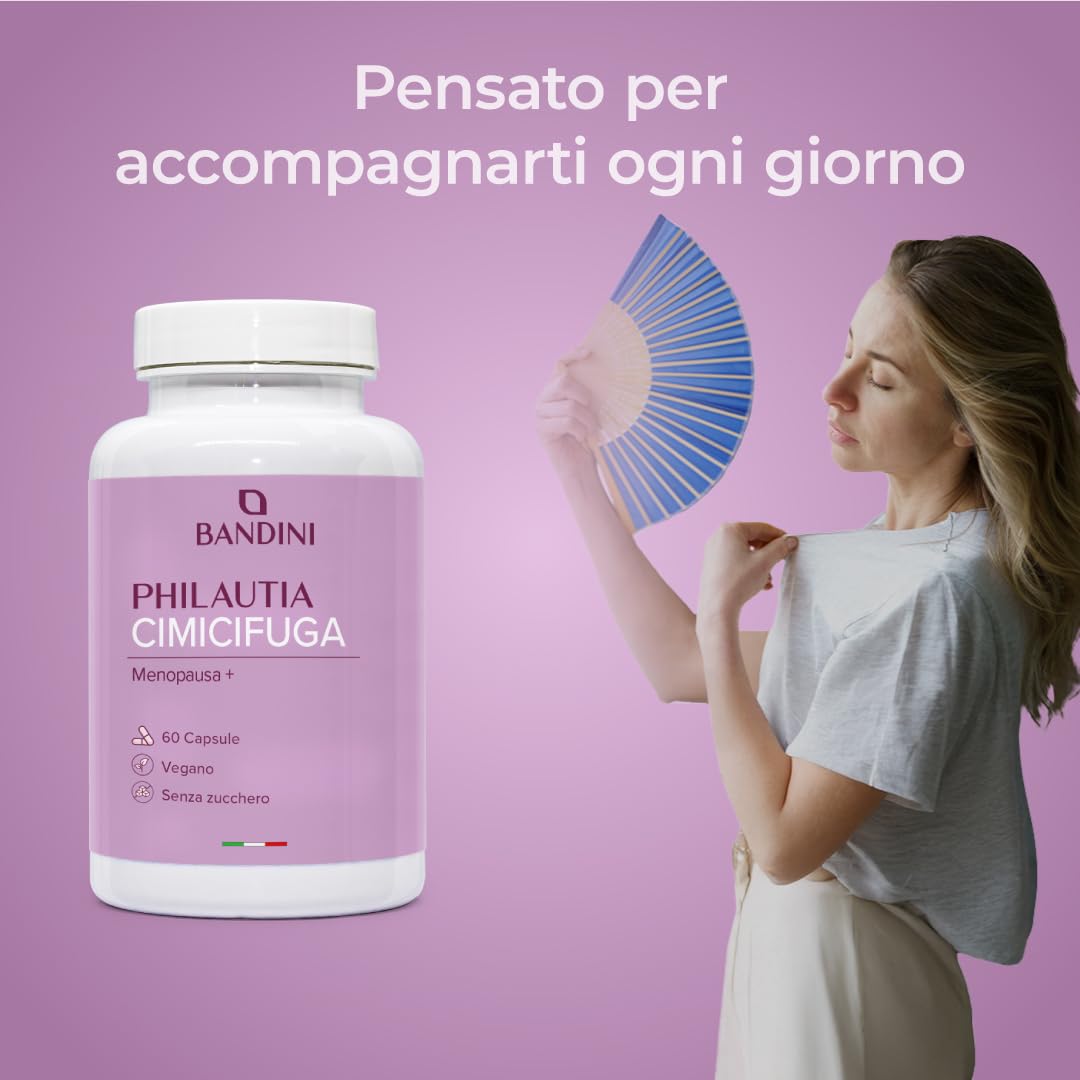 Bandini® Complesso Naturale di Cimicifuga, Trifoglio Rosso e Salvia - 60 Capsule - Dosaggio Equilibrato con 200mg di Trifoglio, 100mg di Salvia e 80mg di Cimicifuga - Supporta l’Equilibrio Quotidiano