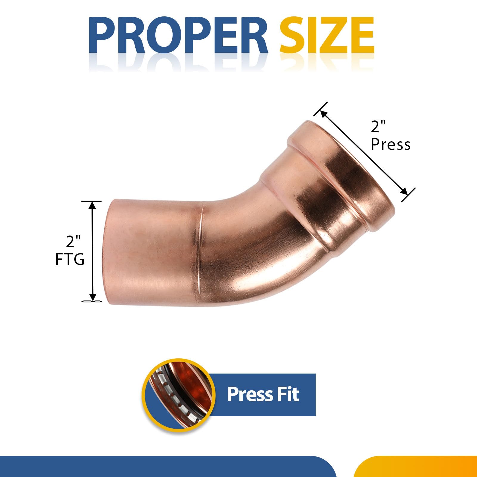 Paquete de 30 Codos de Calle de Cobre GUOFIS, Codo de Calle de 45 Grados de 2 Pulgadas P x FTG, Conector de tubería de Rosca Hembra a presión