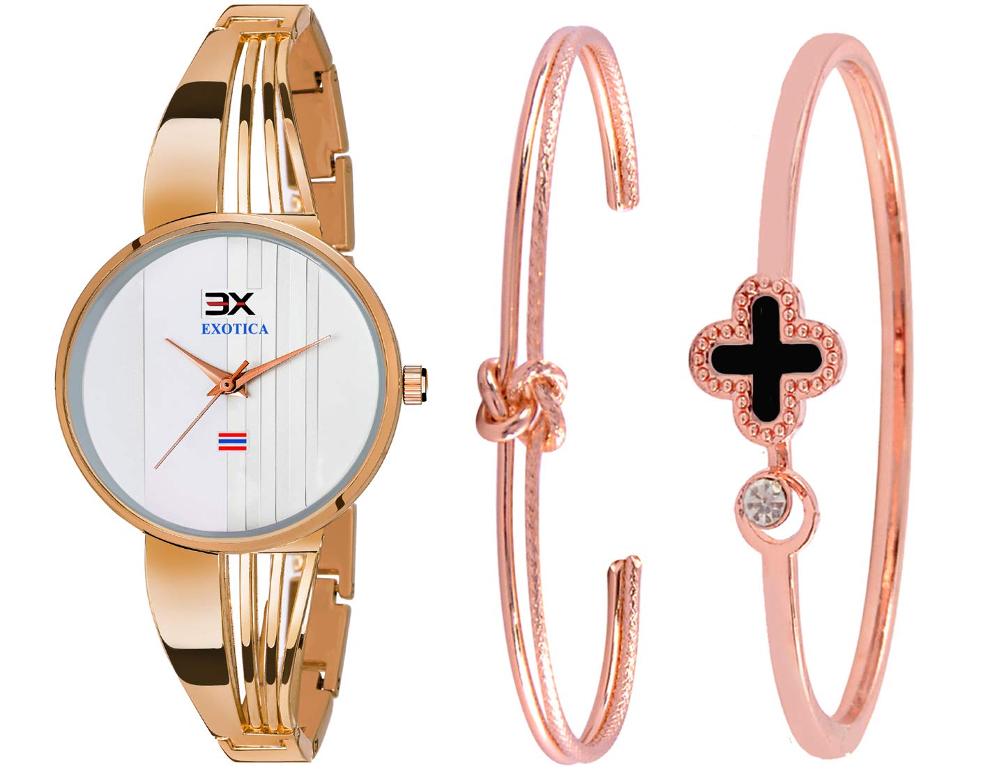 Exotica Fashions Womens Swarovski Crystal Accented Rose Gold Bangle Watch and Bracelets Set (B08DKZVSXG) Amazon Price History, Amazon Price Tracker