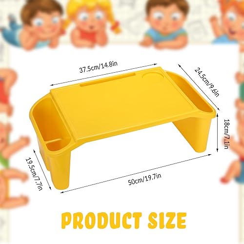 Miniatura 2 de Geetery 6 bandejas de escritorio de regazo para niños con almacenamiento de plástico para computadora portátil con bolsillos laterales y ranura,