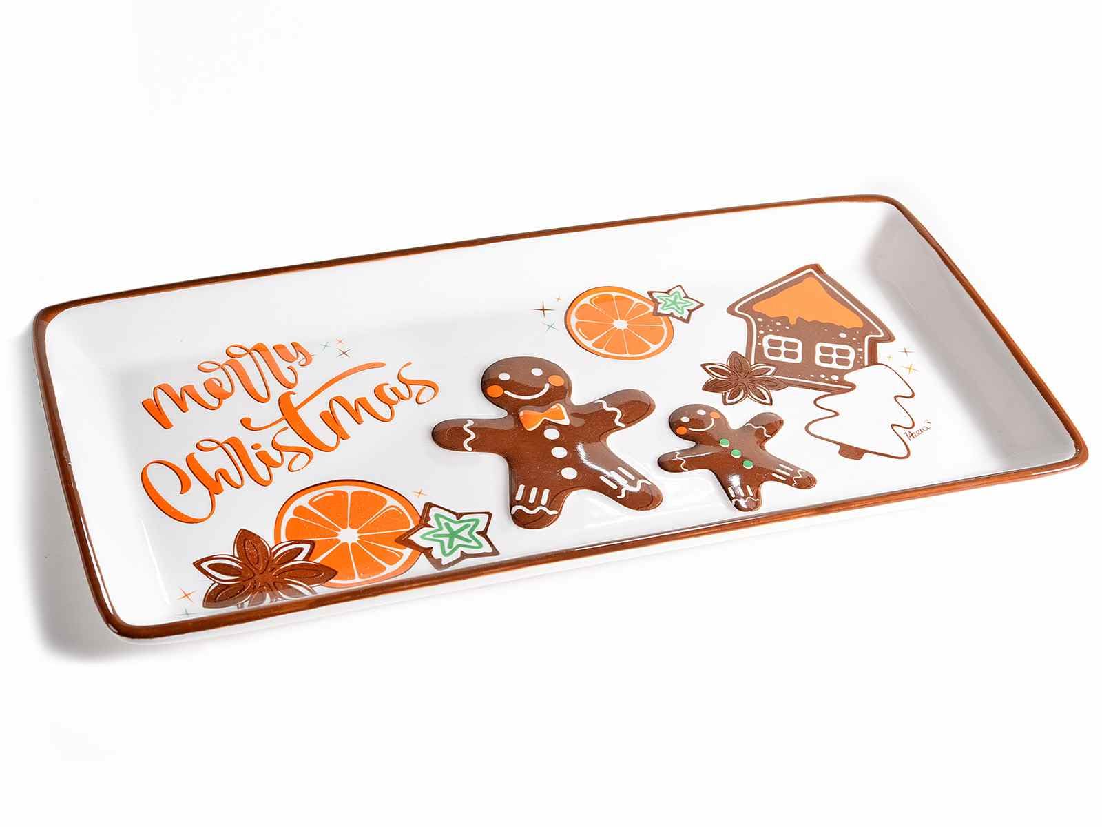 Gruppo Maruccia Platos o bandejas navideñas de cerámica decorada – Juego de 2