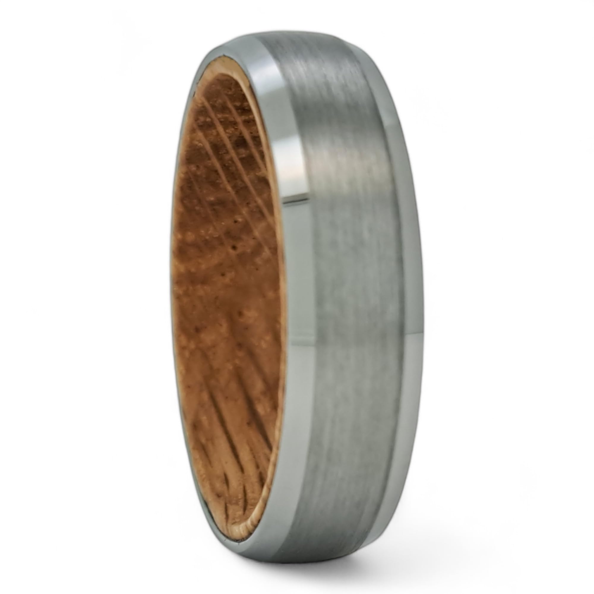 Personalized 6mm Unisex Titanium Steel Ring with Real Wood Inlay - Engraved Custom Text, Matte Finish & Beveled Edge - Comfort Fit Wedding Band & Promise Ring for Men & Women - Unique Gift Idea