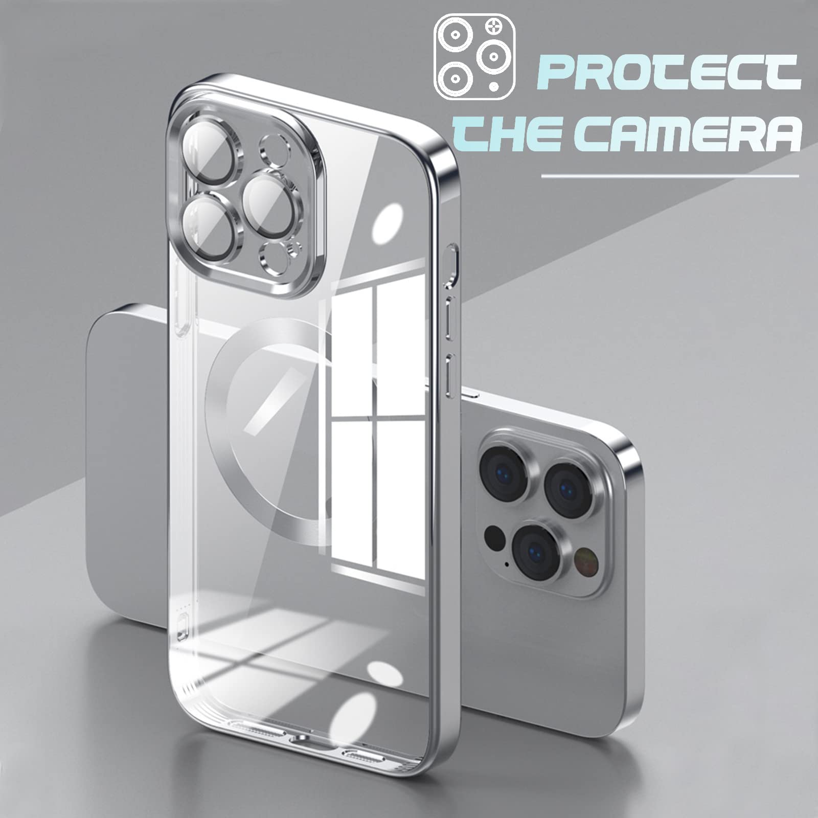 YIX Cover Magnetica Per IPhone 12 Pro Max - Custodia Trasparente Antiurto Con Protezione Fotocamera - Compatibile MagSafe - Non Ingiallisce - Colore Rosa - 6