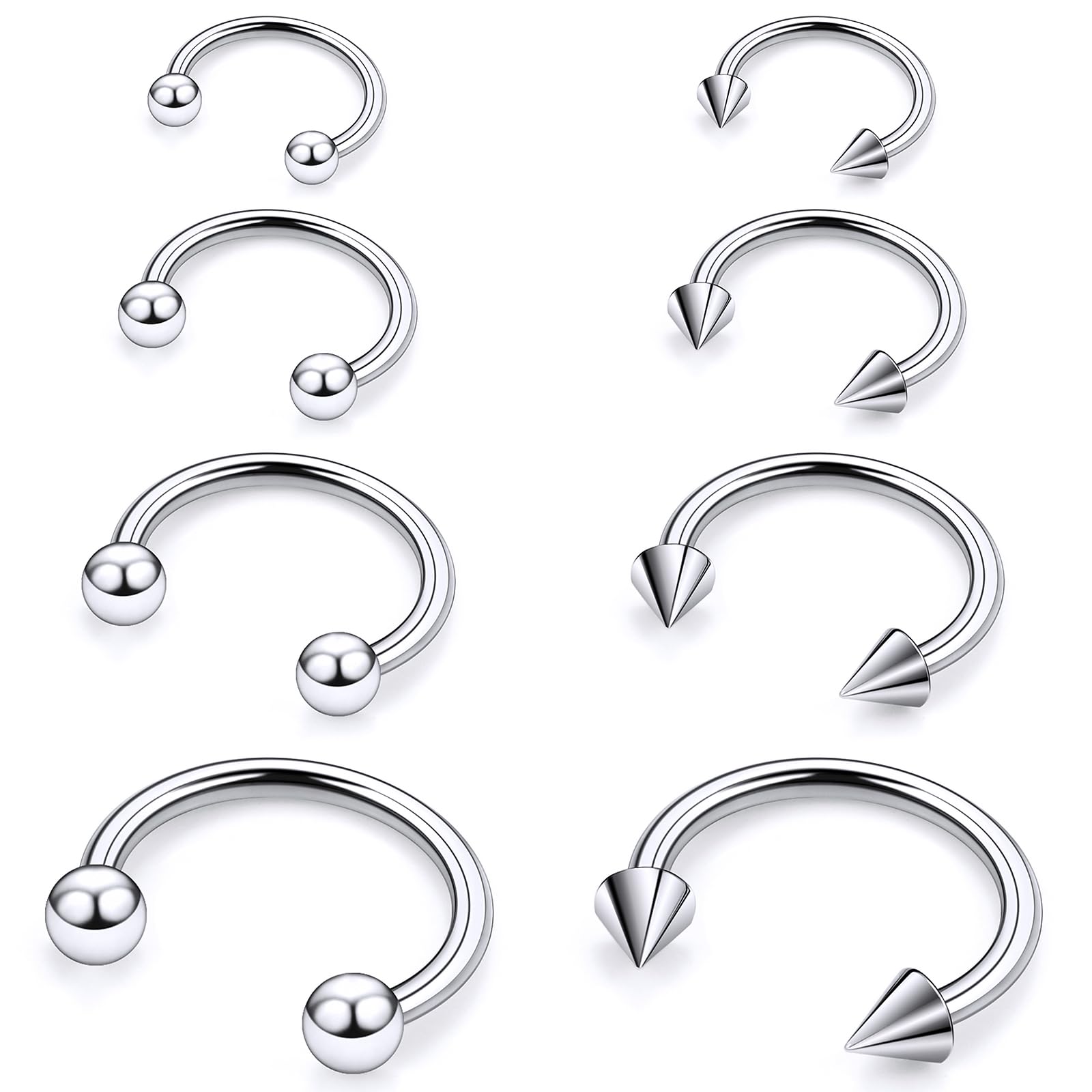 20G 18G 16G 14G 12G ASTM F136 Titanium Horseshoe Septum Nose Ring Piercing Jewelry Circular Barbell Helix Snug Tragus Rook Daith Cartilage Earring Lip Ring Hoop Piercing Jewelry for Women Men-image-1