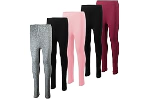 [5 Pack] Leggings for Teen Girls | Premium Cotton Spandex with Stretchy Waistband