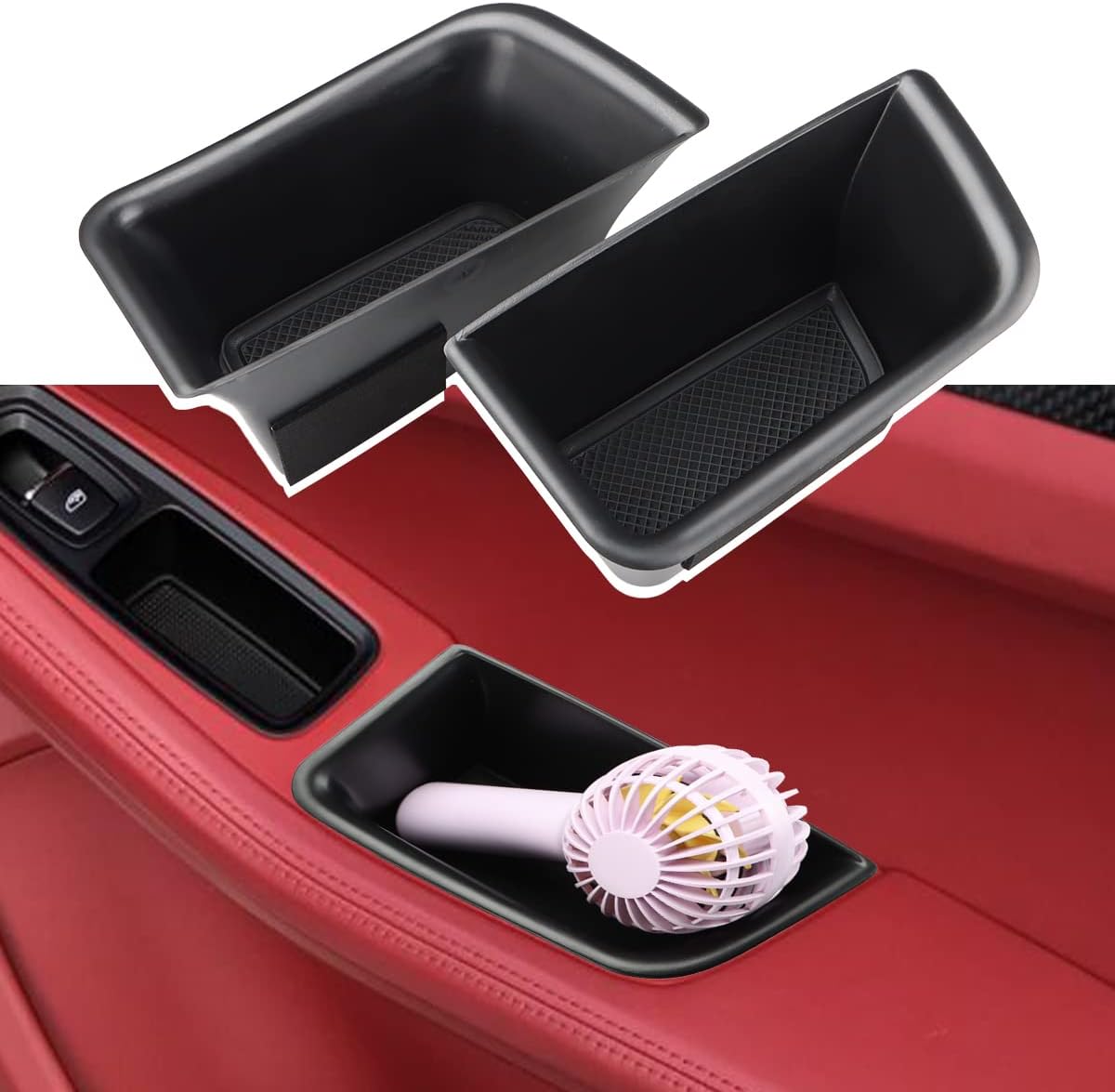MARCHFA Car Door Tray Organizer Compatible for 2015-2022 2023 2024 2025 Porsche Macan Accessories Interior Car Door Handle Insert Pocket Storage Box