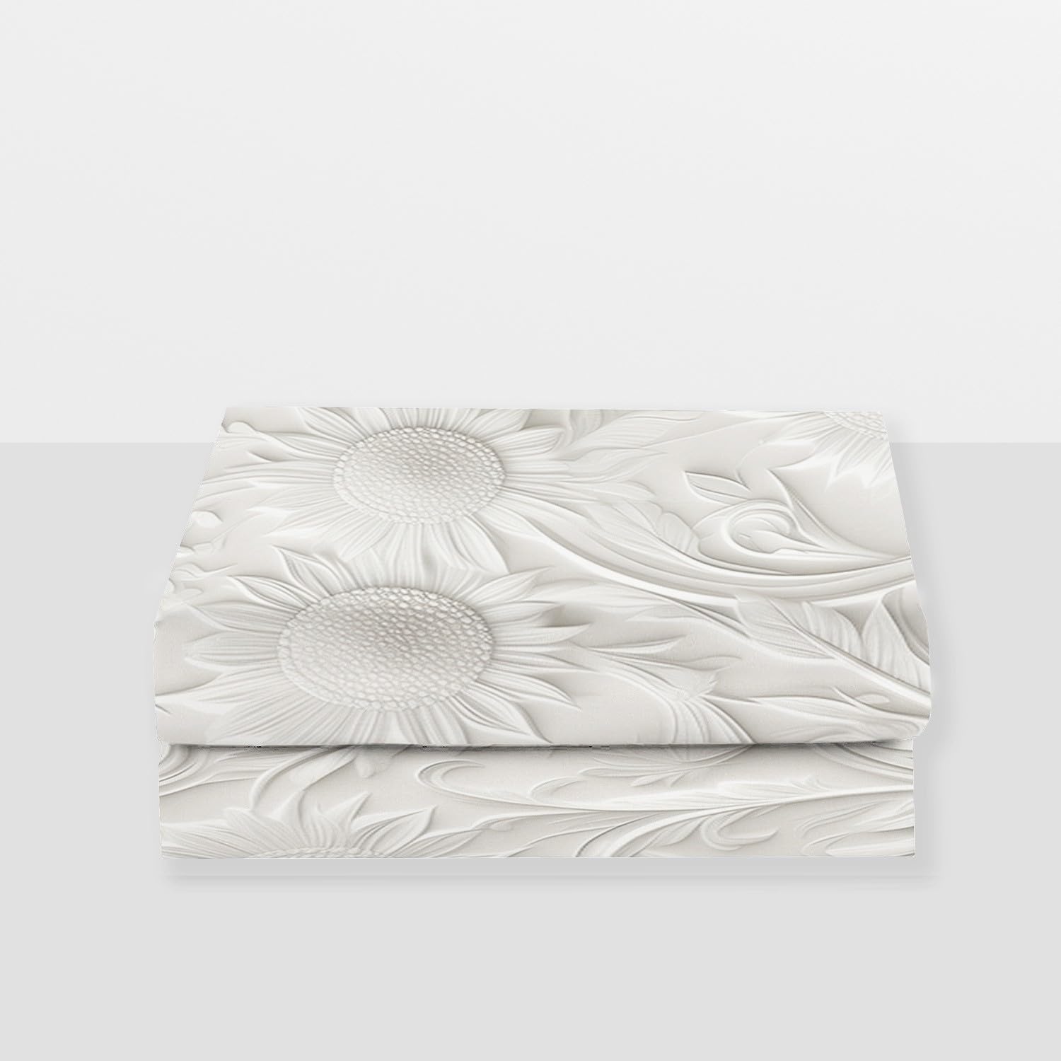 Lenzuolo con angoli profondi stampato con piccoli fiori bianchi con angoli stampati 3 pezzi con 2 federe Lenzuola in tessuto microfibra spazzolato extra morbido bianco, 160 x 200 + 30 CM