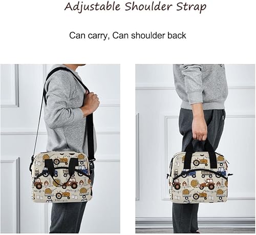 Miniatura 6 de Tractores Coches Bolsa de almuerzo aislada Caja de almuerzo Contenedor de alimentos Preparación de comidas Cooler Bolso