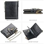 Men Chain Wallet PU Faux Leather Bifold Wallet for Men Double Zipper Coin Pocket Purse Double Anti-Theft-Black Men Gift for Christmas