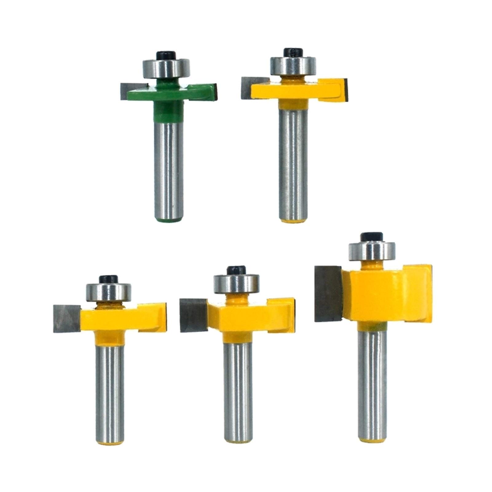 Punte del Router 5Pcs 8 Millimetri Shank Cave a T Fresa con Cuscinetto Legno scanalare Fresa T-Tipo Potente Strumento di carpenteria in Legno