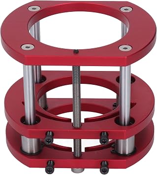 Router Lift Base Kit, Manual Aluminum Alloy Stainless Steel 4 Jaw Clamping, Router Table Saw Insert Base Plate, Router Table Lifting System Kit for Small Trimming Machines, Small Gong Machine, Red