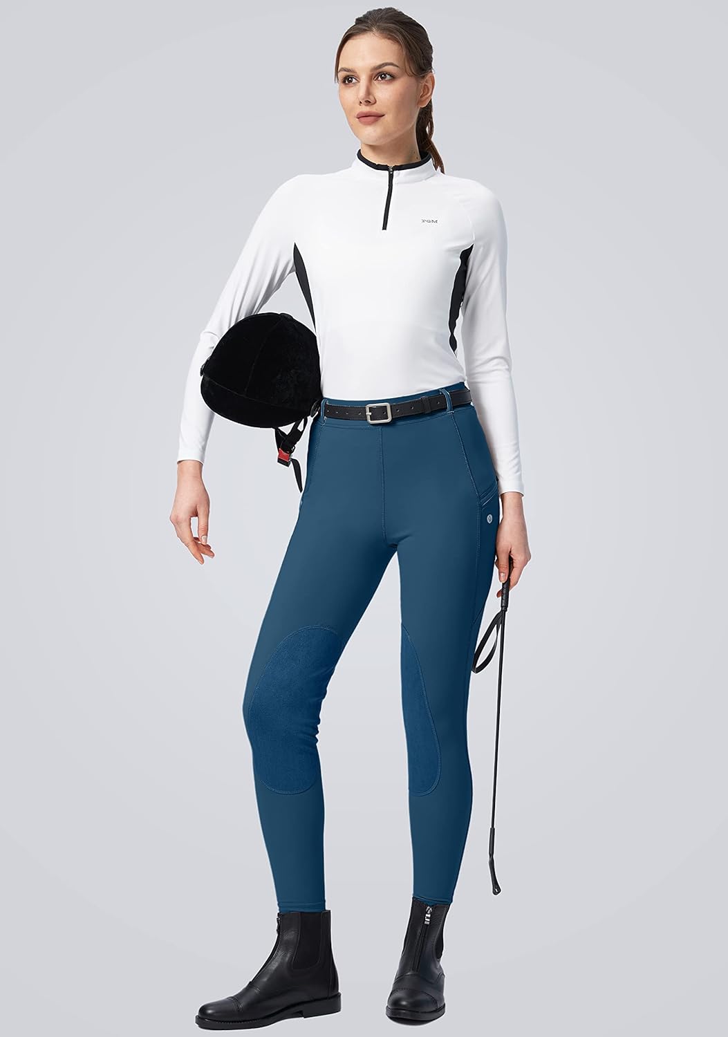 SANTINY Women's Horse Riding Pants with Zipper Pockets Knee-Patch Schooling Tights Equestrian Breeches for Women - Image 6