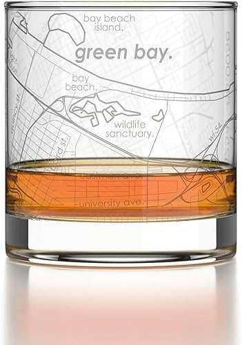 Vista 135 de Well Told Vaso grabado de Washington DC Map Rocks, vidrio de whisky antiguo (11 onzas, transparente), regalo para los amantes del whisky 147-Claro