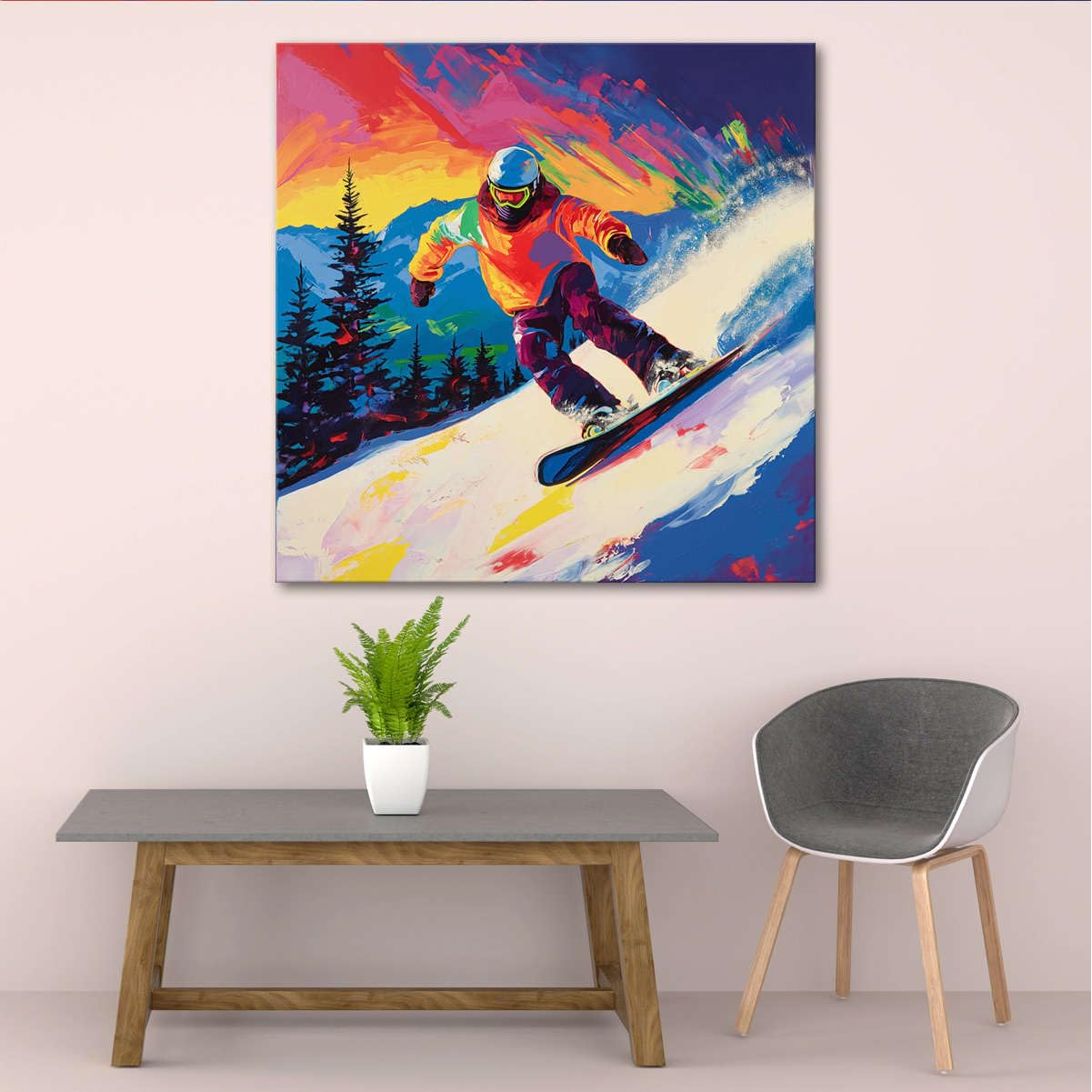 Amazon.com: Vibrant Snowboarding Canvas Print - Bold Winter Sports