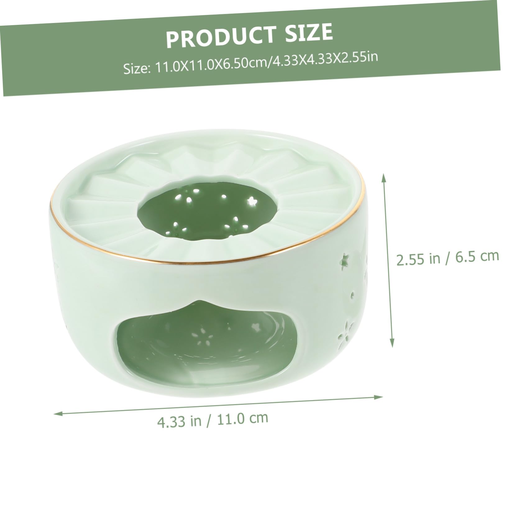 Calentador de Té Hueco de Cerámica Verde, Base para Tetera
