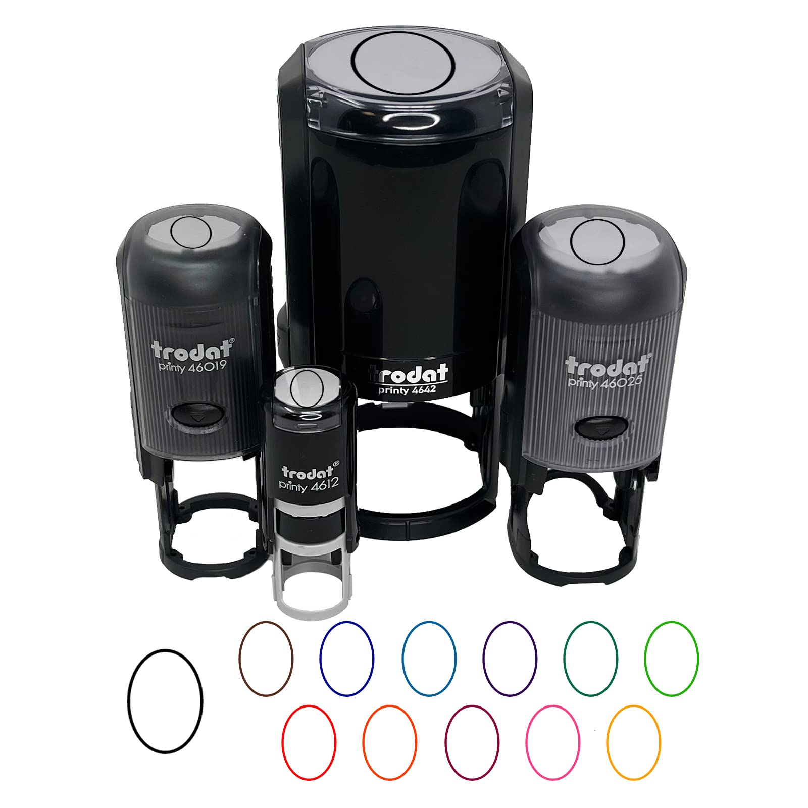 Oval Outline Self-Inking Rubber Stamp Ink Stamper for Stamping Crafting Planners - 1 Inch Medium - Black Ink