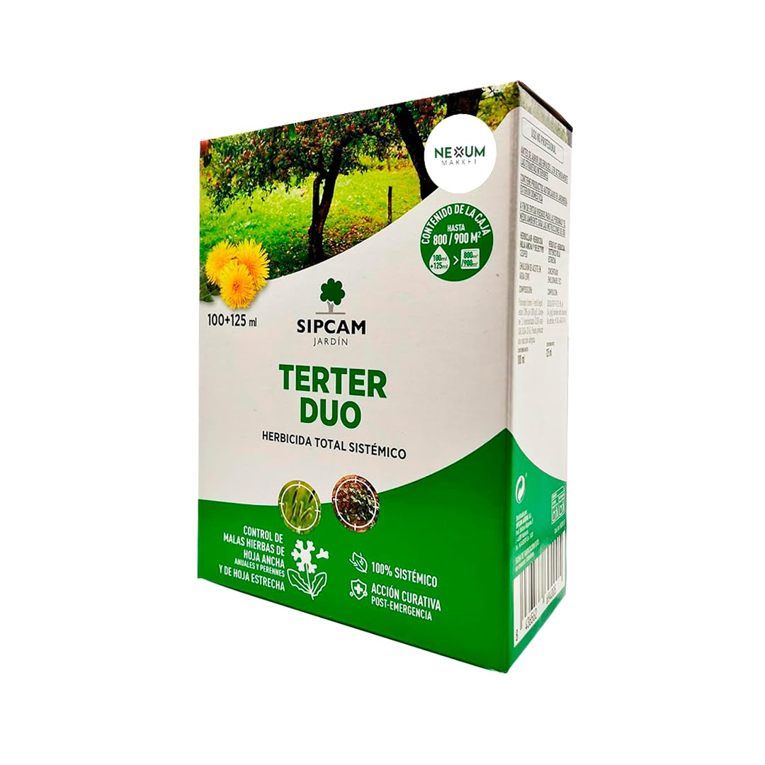 TERTER DUO Herbicida Sistémico Total 2 en 1 | Elimina Malas Hierbas de Todo Tipo (100 ml + 125 ml) | Alternativa al Glifosato (Roundup) | Hasta 300 m² | Destruye la Planta desde la Base