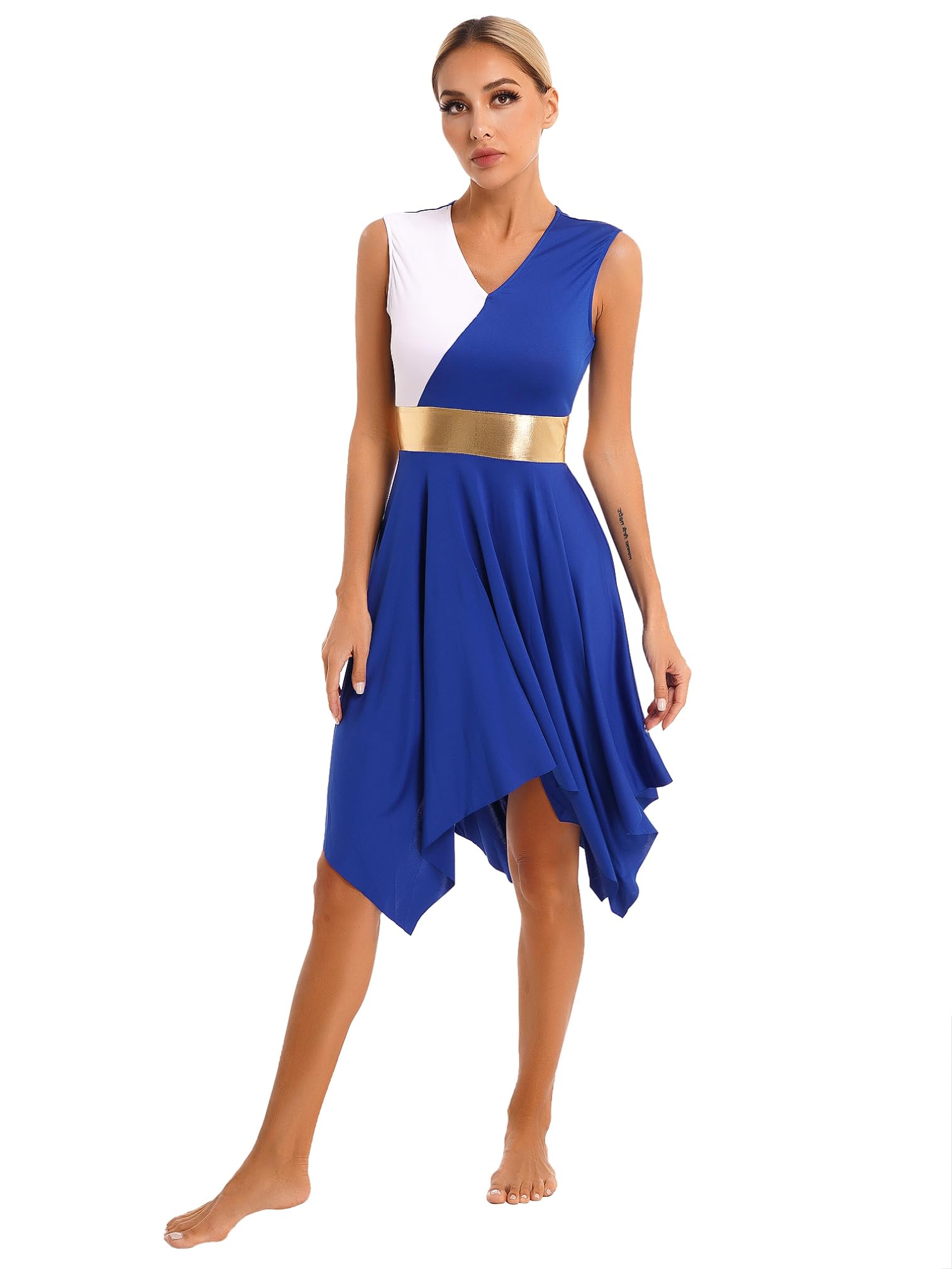 ranrann Femme Robe Danse Liturgique Métallique Pantalon Jambe Large Tenue Danse Moderne Costume