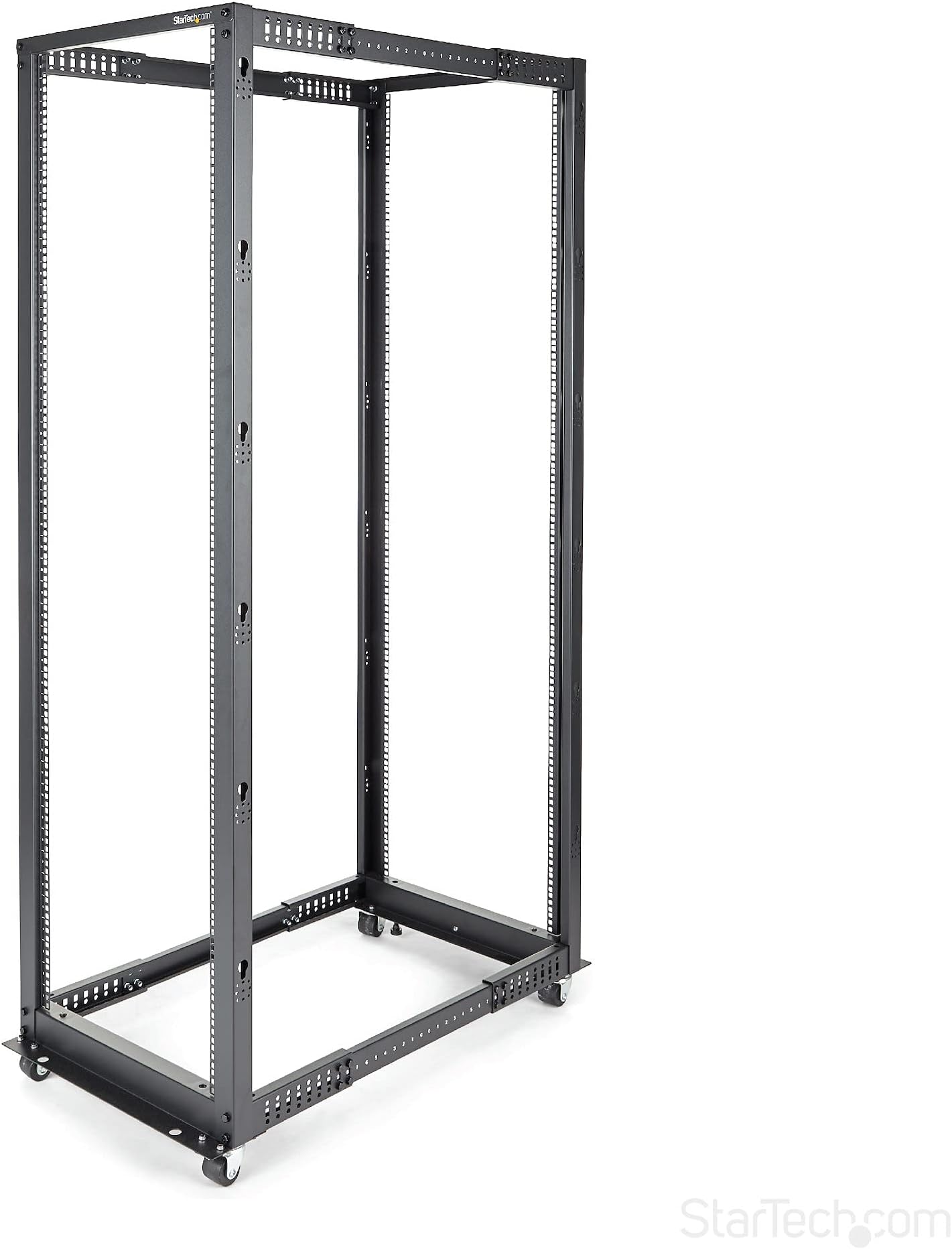 StarTech 42U 4-Post Server Rack, 19in Open Frame Rack with 40in (101cm) Mounting Depth and 1323lb (600kg) Weight Capacity, Mobile or Floor Mount IT Rack