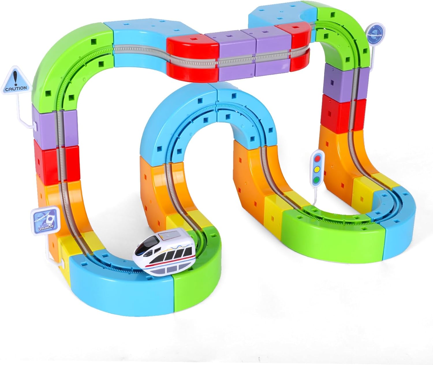 Electric Train Set, Magic Track Toy for Kids Aged 4 5 6 7 8 9, 3D Cube Track, DIY STEM Learning Toys with Infinity Train, Anti-Gravity Race Track (Advanced Edition (1 Vehicle + 34 Cubes))