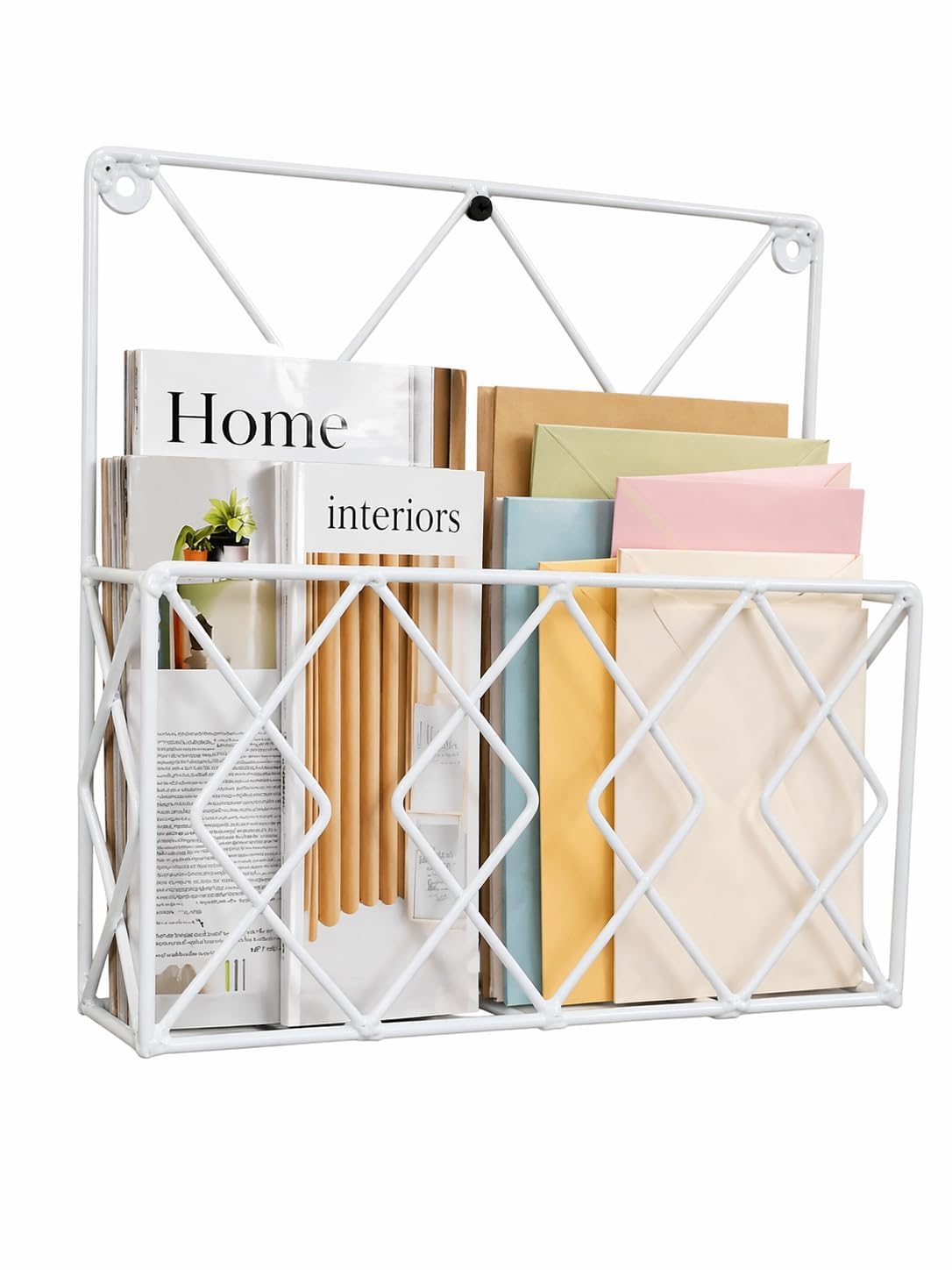 Wall Mounted Metal Wire Magazine Rack Holder, Wall Mounted Hanging File & Magazine Holder – Metal Organizer for Newspapers, Documents & Office Storage | Decorative Rack for Home & Workspace-picture-31