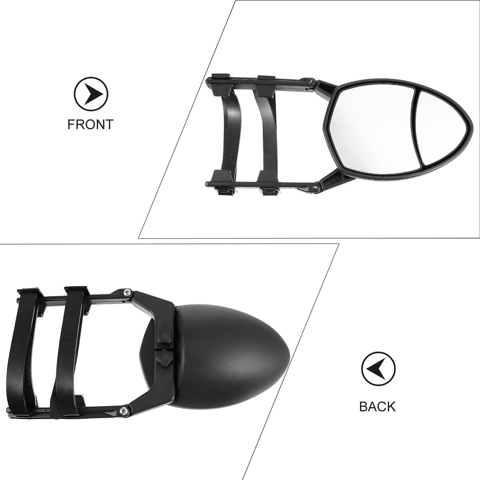 Espejo Abs Alargada, Material y Vidrio Instalación Fácil Retrovisor Estructura Vista Amplia para Remolque Caravana para Vehículos y Trailers