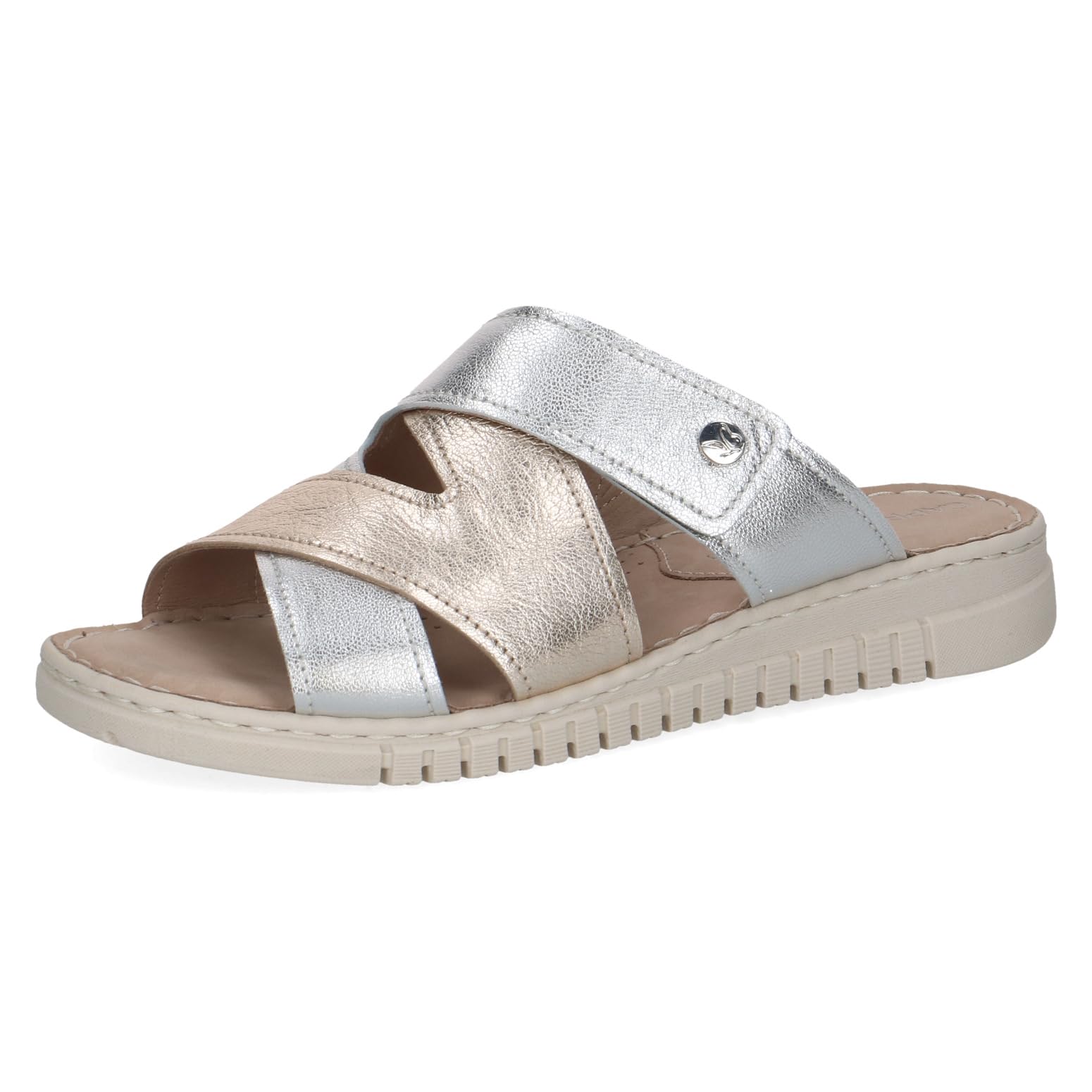 Caprice Women's Leather Sandal, Metallic (Platin.MET.CO), 6.5 UK
