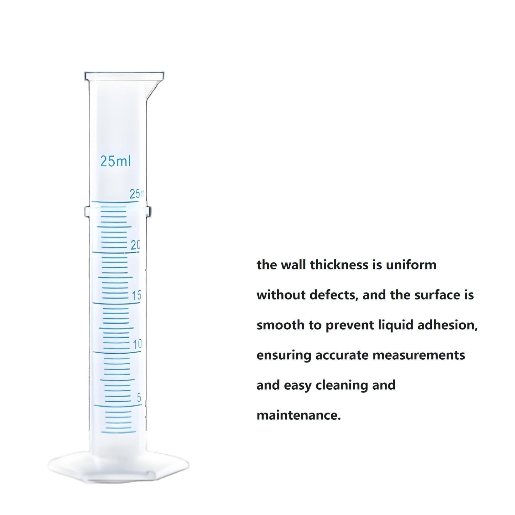 Probeta de Laboratorio para Ciencias, Cilindros graduados de plástico de 25 ml y 50 ml, Paquete Transparente de 6(50ML)