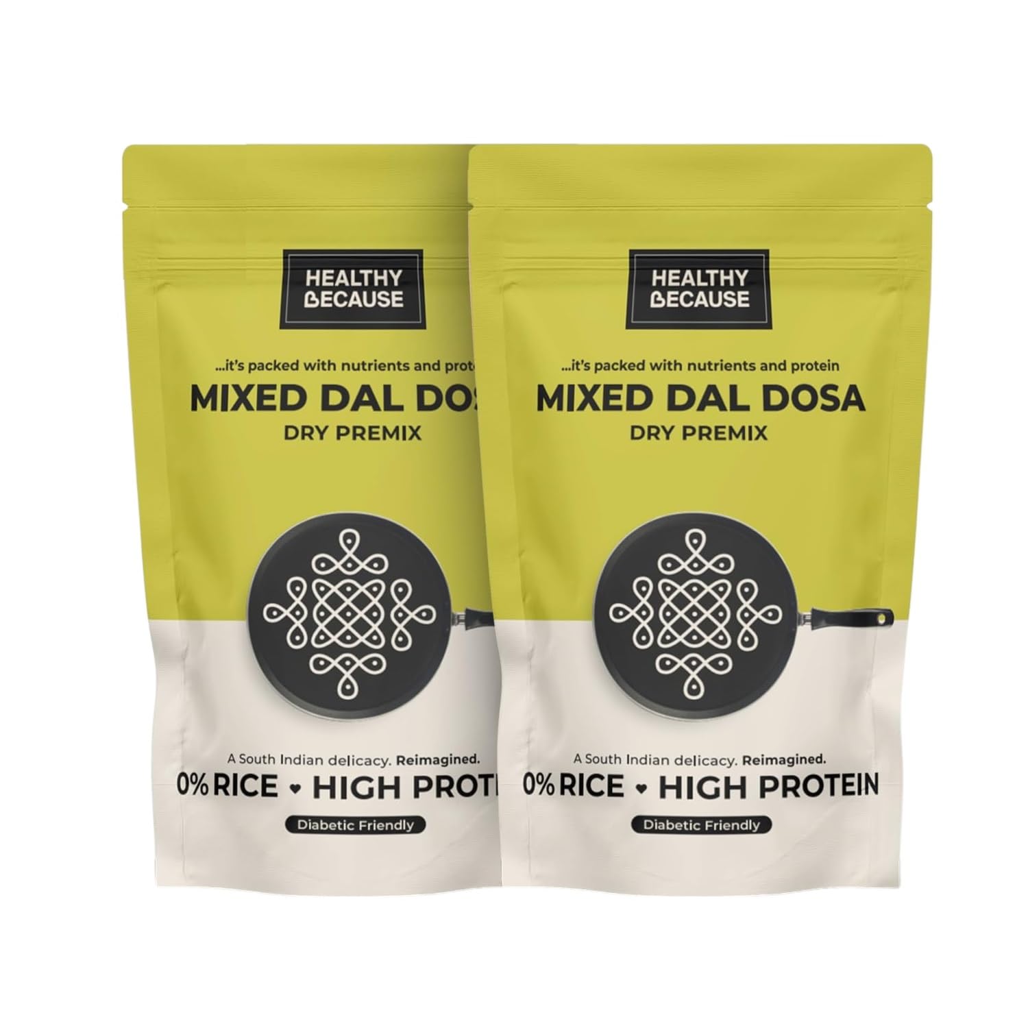 Healthy Because Instant Mixed Dal Dosa, 400G (Pack of 2, 200g Each) | High Protein, Vegan, and 100% Gluten Free | A Symphony of Flavors and Nutrition in Every Bite!