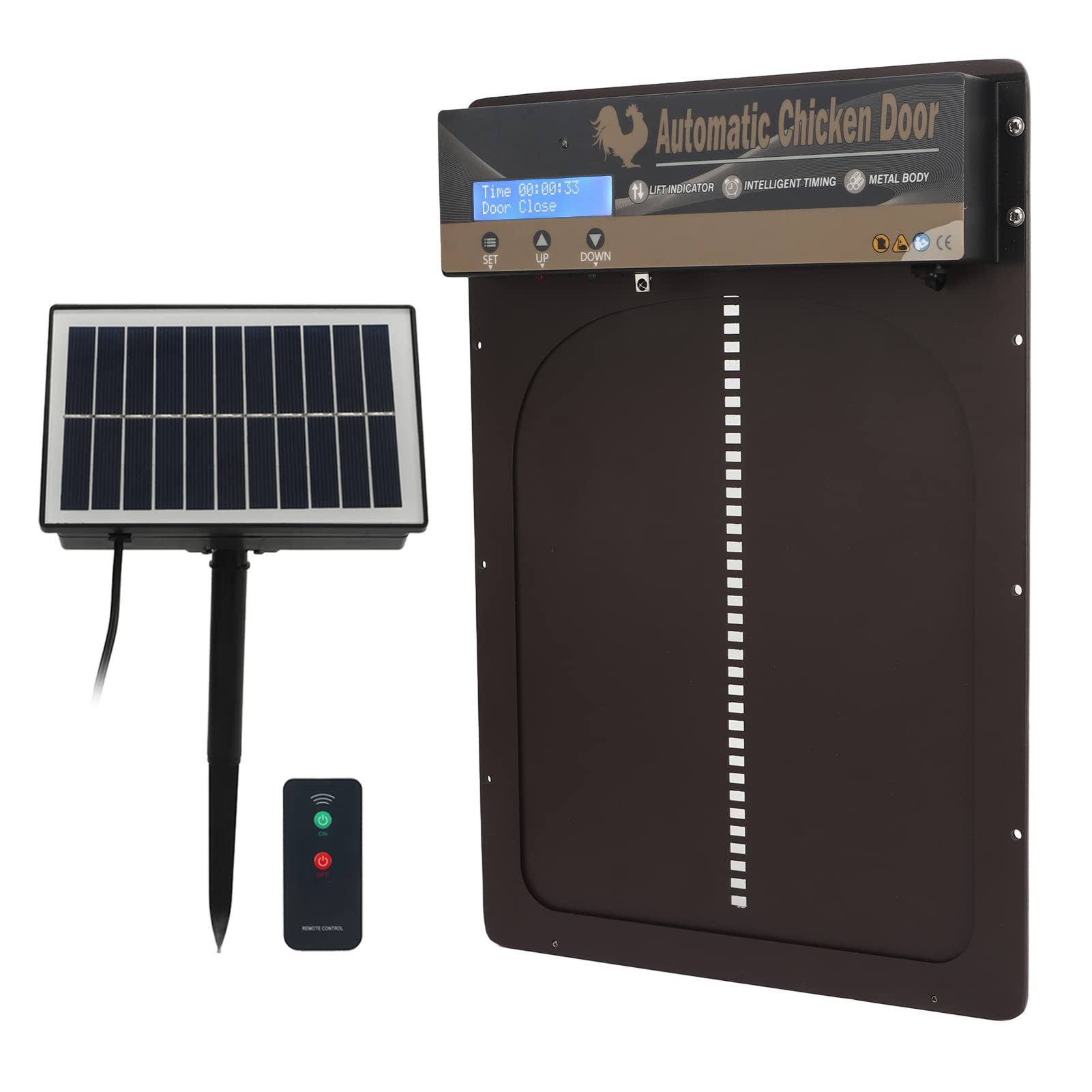 Porta Automatica per pollaio, Porta per polli alimentata a energia Solare/Batteria con Timer, sensore di Luce e Telecomando, apriporta in Alluminio Multi modalità per oche, Anatre, pollame